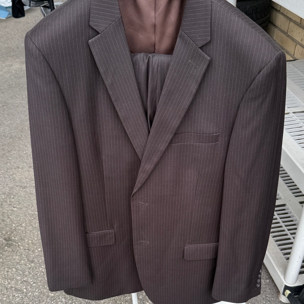 Caravelli Italy Dark Brown Pinstripe Suit Jacket and Pants